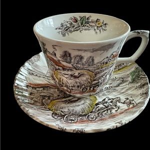 Vintage Yorkshire Ironstone Staffordshire Cup and Saucer
